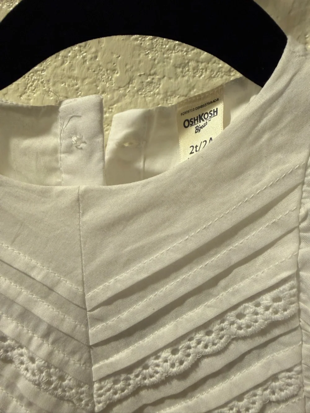OshKosh B'gosh White Lace Dress 💯% Cotton Ruffle Size 2T Toddler,Party or Spring